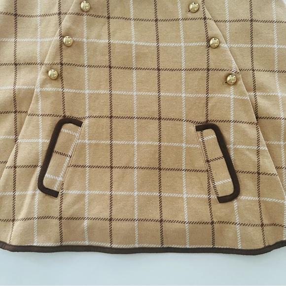 Janie and Jack Girls 7-8 Plaid Tan Cape NWT Fall - Picture 4 of 7